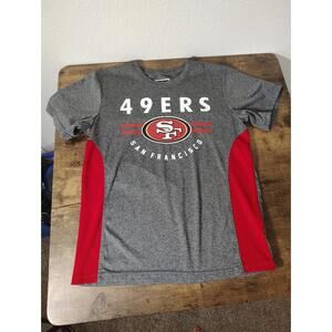 Youth M Footbal NFL team Apperal 49ers San Francisco athletic T shirt Gray red